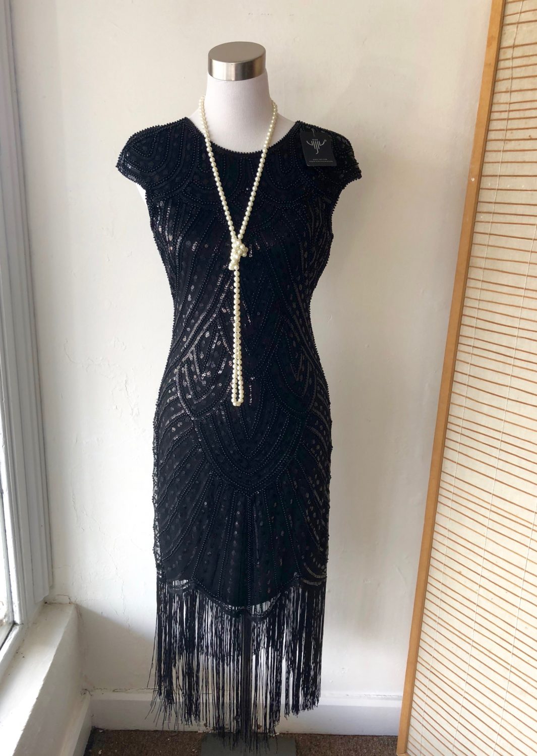 Elegant Black Flapper Girl Great Gatsby 1920s Dress | Chaos Bazaar Costumes